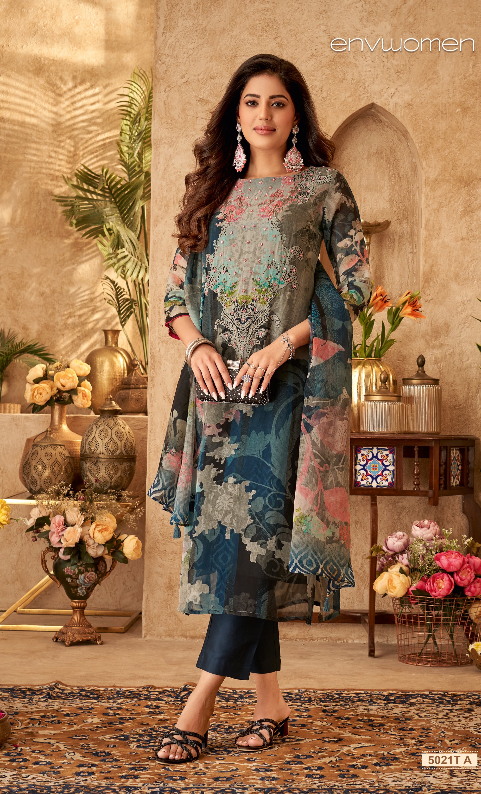 PRINTED NEVYBLUE KURTA SET