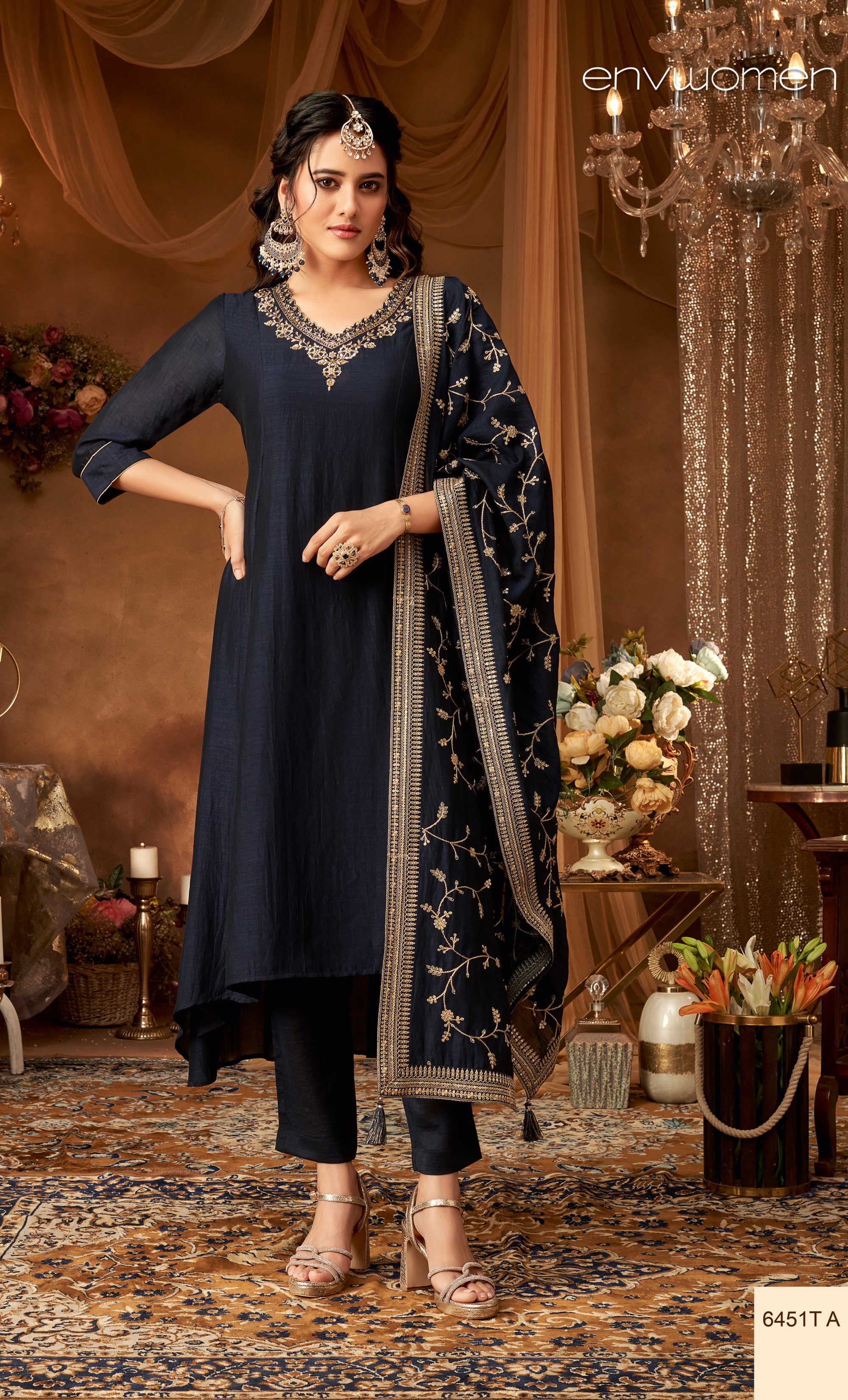 HAND EMBROIDERY NEVYBLUE COLORED UPDOWN CUT KURTA 